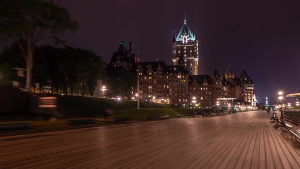 Hyperlapse of the Frontenac Castle, at night