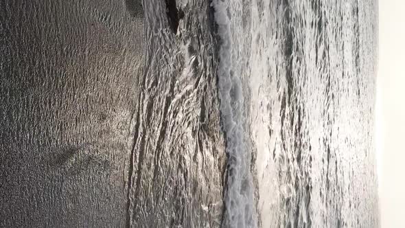 Vertical Video Sea Near the Coast  Closeup of the Coastal Seascape