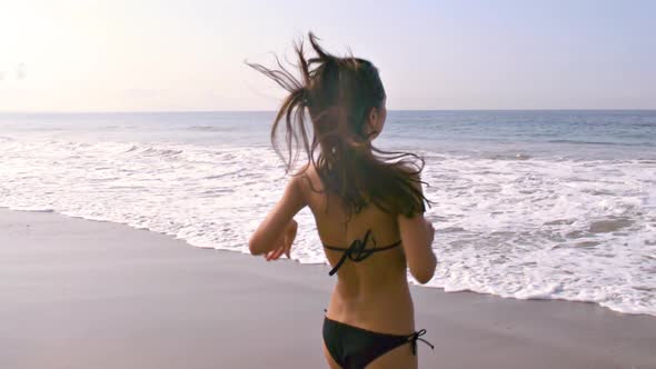 Beautiful Woman At The Beach Slow Motion