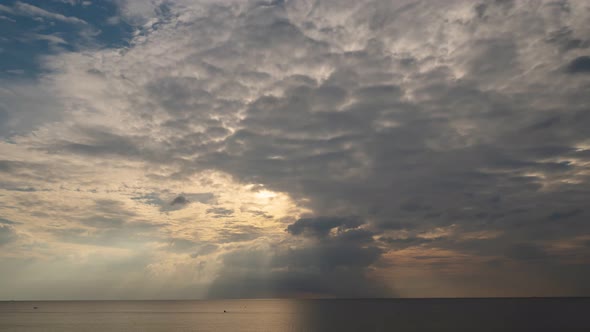 Dramatic sky Clouds amazing colorful clouds over sea Timelapse