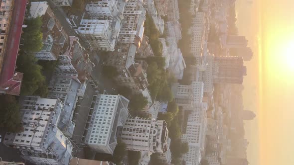 Vertical Video  Ukraine Kyiv in the Morning at Sunrise