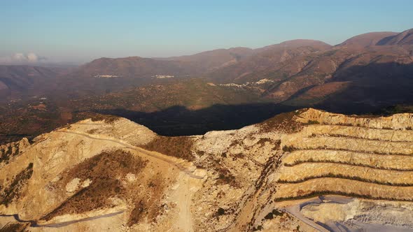 Aerial View of a Gypsum Quarry Mine on the Coast of Crete, Greece