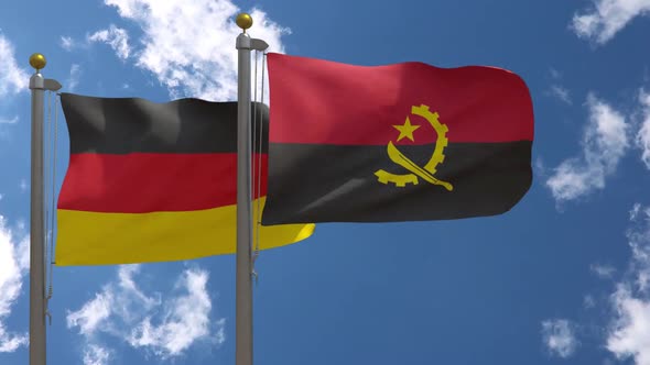 Germany Flag Vs Angola On Flagpole