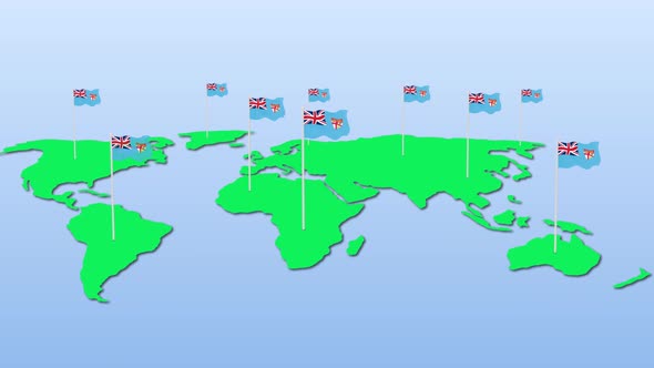 Fiji Flag Wavy Animated On Earth