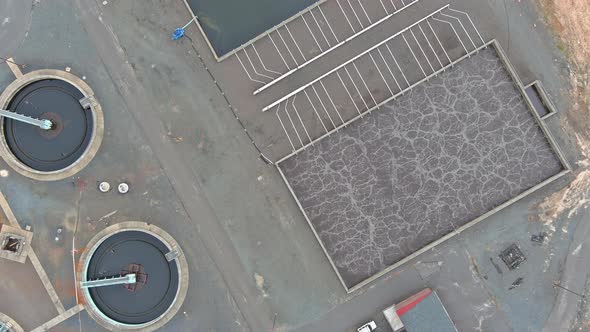 Aerial View of a Wastewater Purification Installation Sewage Treatment Plant