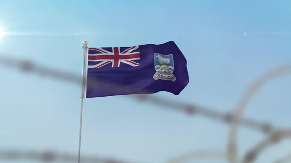 Falkland Islands  Flag Behind Border