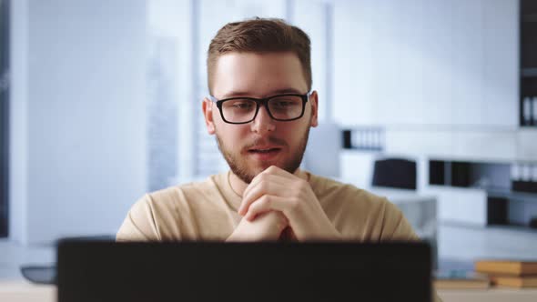 Man Having Video Call at Office