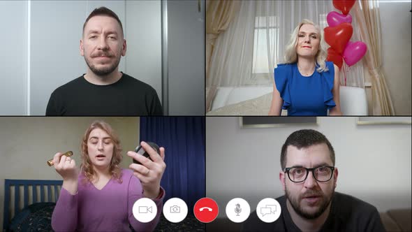 Four People Are Participating in an Online Video Conference