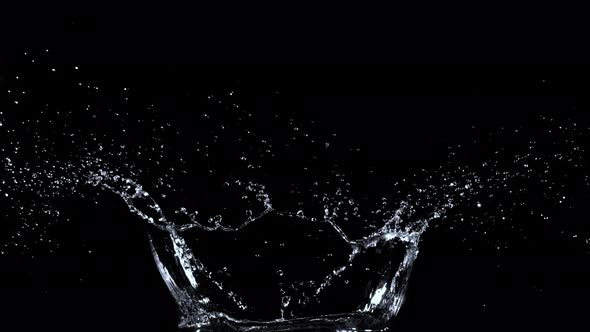 Super Slow Motion Shot of Water Splash at 1000Fps Isolated on Black Background