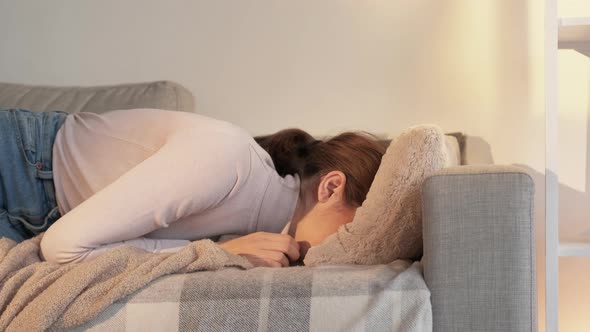 Couch Napping Home Rest Lazy Weekend Woman Cozy