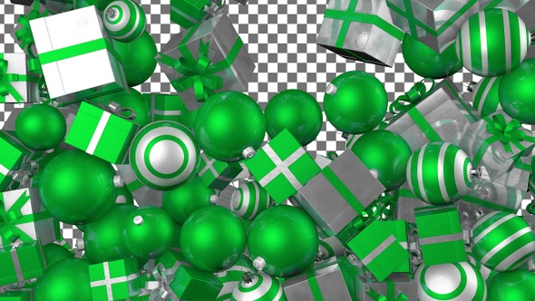 Christmas Balls and Gift Boxes Transition - Green White alt