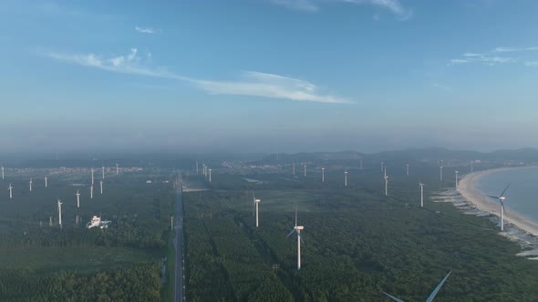 Wind Turbines in mountain during sunset