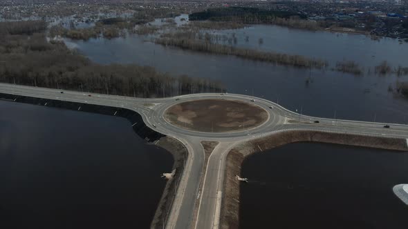 Top View of the Roundabout of the Road