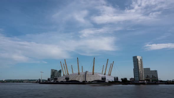 Hyperlapse of the O2 Arena and the Thames River, London, UK