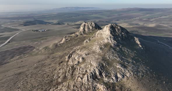 Aerial view of Mount Saint Elias in Kakheti, Georgia