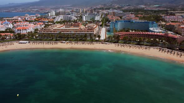 Drone view - Coast and beaches of Arona, on the island of Tenerife