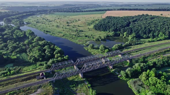 Railway Bridge Crossing a Beautiful Valley During the Summer Season