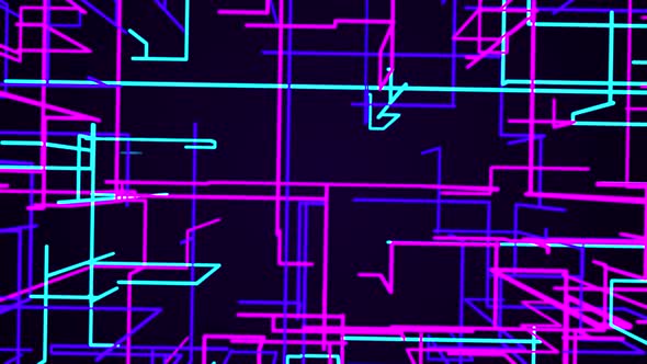 Colorful Neon Glowing Frames 4K Animation Particle Trails in Seamless Loops.