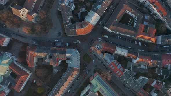 Generic Aerial Birds Eye View of City Residential Neighbourhood in Munich Germany District Street