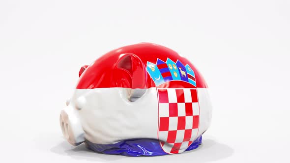 Deflating Inflatable Piggy Bank with Flag of Croatia