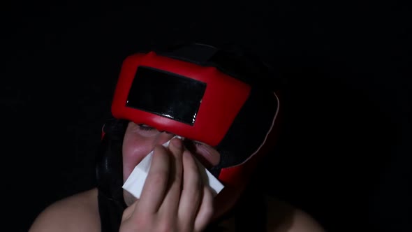 Angry Male Boxer on a Black Background