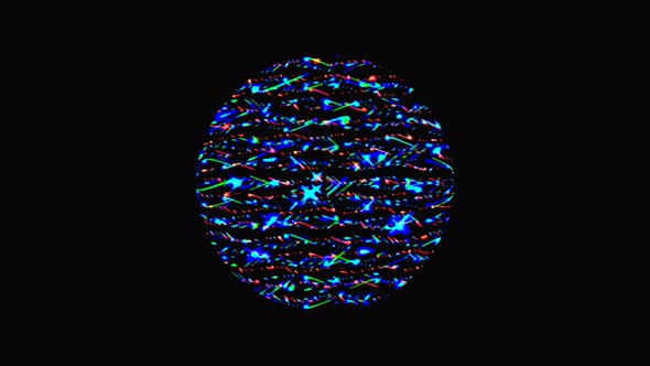 animated round shape of blue flashing lights, on a black background