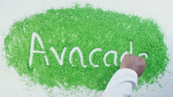 Indian Hand Writing On Green Avacado