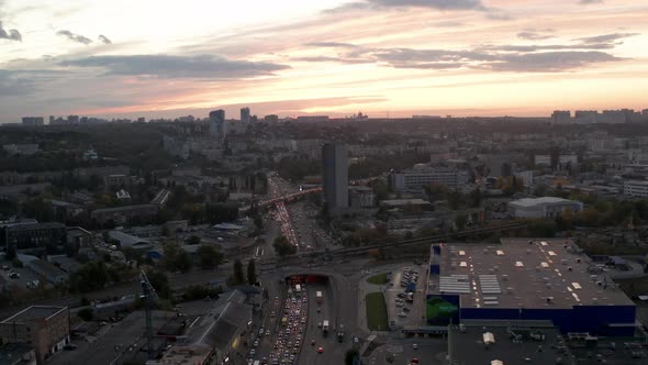 Red Sky Sunset City Traffic