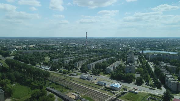 Tranquil Suburbs In A Big City. Multi Storey Buildings And A Large Green Area. Overall Plan