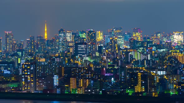 time lapse of Tokyo cityscape at night, Japan