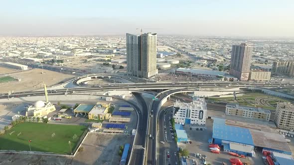 Cityscape of Ajman with Modern Buildings Aerial Top View