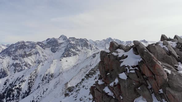 Aerial Shot of Hiker in the Beautiful Mountains