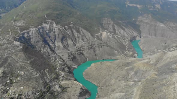 Aerial View of Sulak Canyon Which is One of the Deepest Canyons in the World