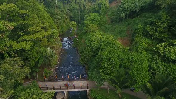  Aerial footage  River in forest