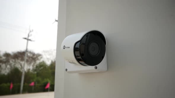Close-Up White Activated Surveillance Camera
