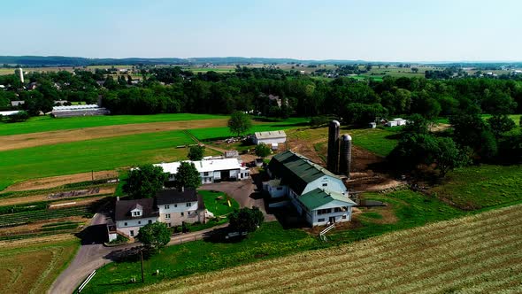 Amish Countryside and Farm from Drone