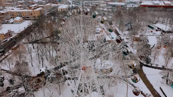 View From Above of the Beautiful SnowCovered Park of Krasnodar