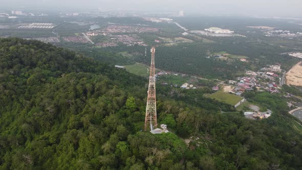 Aerial view 4G, 5G telecommunication tower