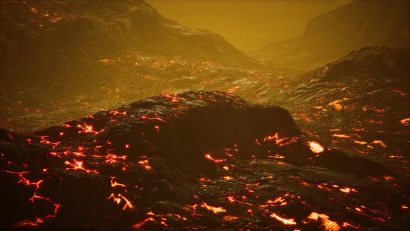 Lava Fields and Hills at Active Volcano