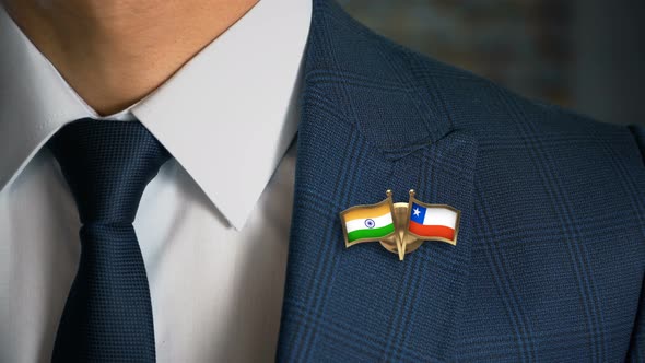 Businessman Friend Flags Pin India Chile