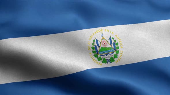 El Salvador Flag Seamless Closeup Waving Animation