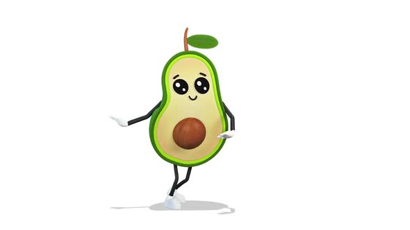 Avocado Dancing A Simple Dance on White Background