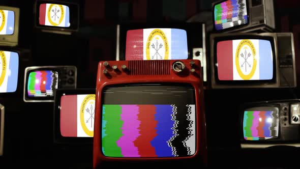 Flag of Santa Fe Province, Argentina, and Retro TVs.