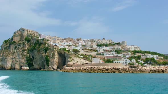 Peschici Village of Gargano in Puglia Region South Italy  Boat View