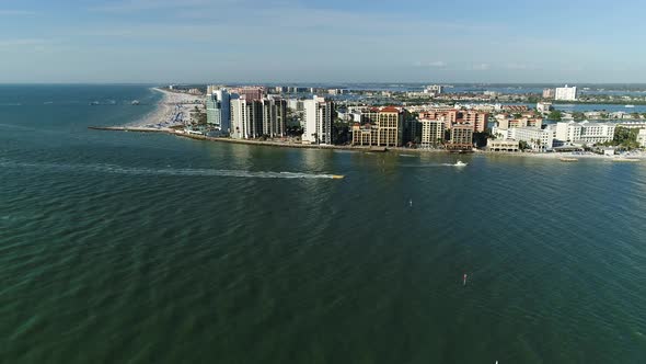 Aerial view of Clearwater and the ocean shore