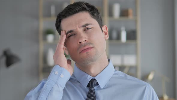 Headache, Portrait of Tense Middle Aged Gray Hair Man