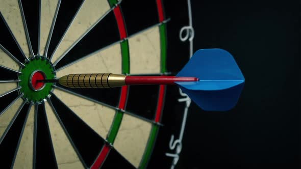 Dart In Bullseye Moving Shot