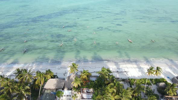 Aerial View of the Beach on Zanzibar Island Tanzania Slow Motion