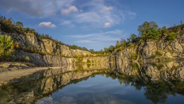 Beautiful autumn quarry in the Czech Republic, Time lapse