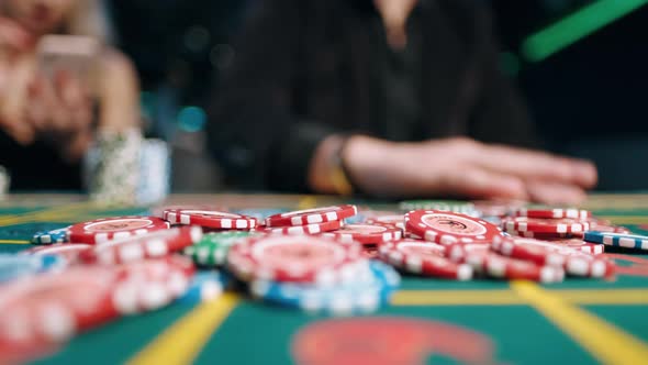 Risky Man Betting All Chips in While Playing in Casino